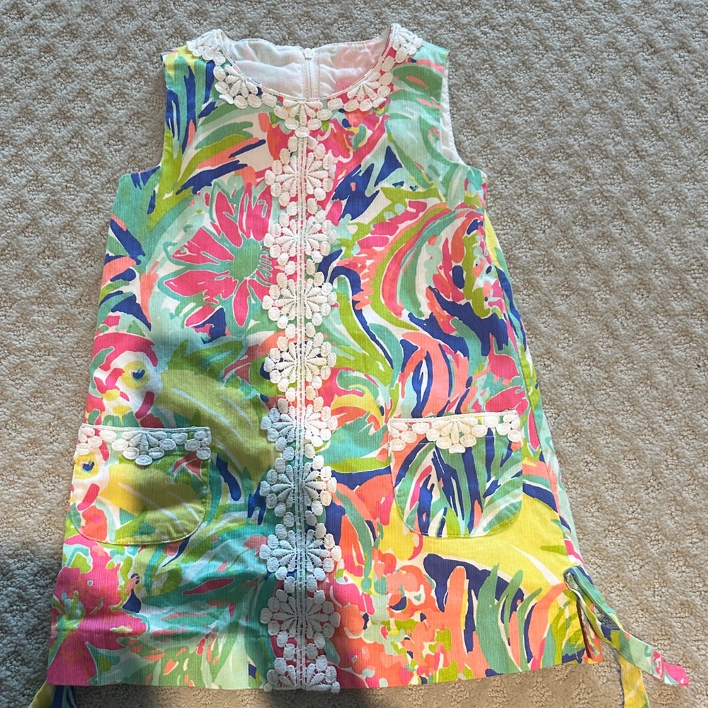 Lilly Pulitzer Multicolor Shift Floral Dress Girls 4